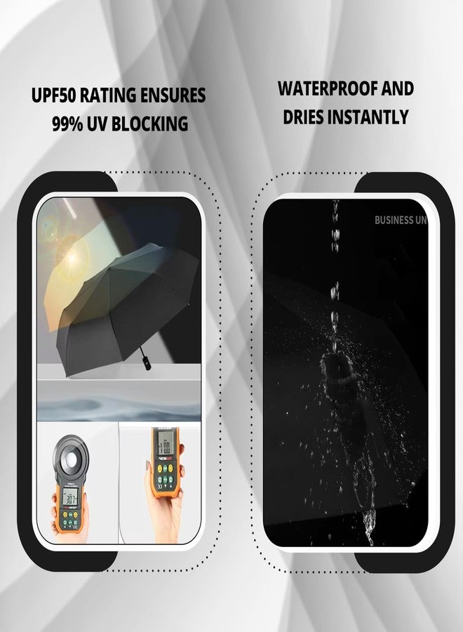 روبوست مظلة متينة مقاومة للرياح والماء - عبوة من قطعتين (أسود) | آلية فتح وإغلاق تلقائية | خفيفة الوزن وصغيرة الحجم | شديدة التحمل | مناسبة للسفر - Image 5